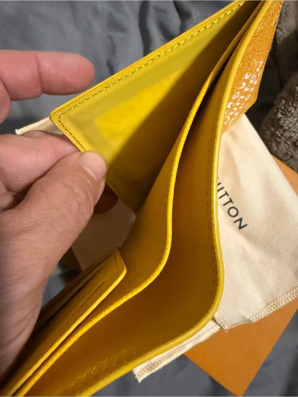 Louis Vuitton Yellow Textured Leather Bifold Wallet